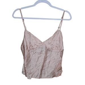 EXPRESS Y2K Pink Silk Babydoll Cami 8 Cropped Soft Coquette Girly Fairy Dainty